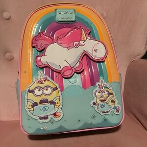 LOUNGEFLY Universal Minions Fluffy Mini Backpack NWT